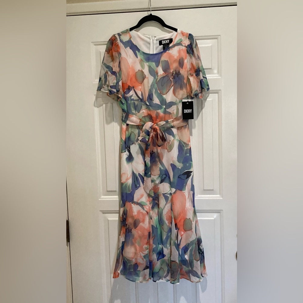 DKNY floral midi dress